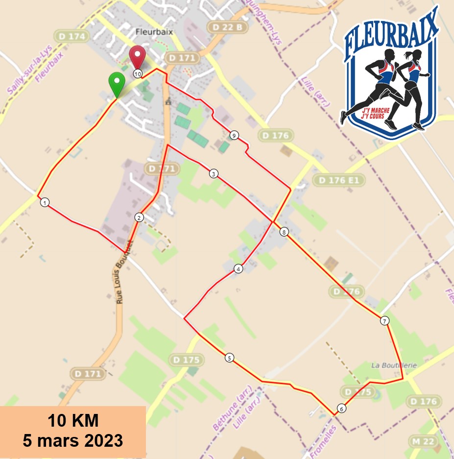 parcours de la course Dimanche 5 mars 10km Route Label National