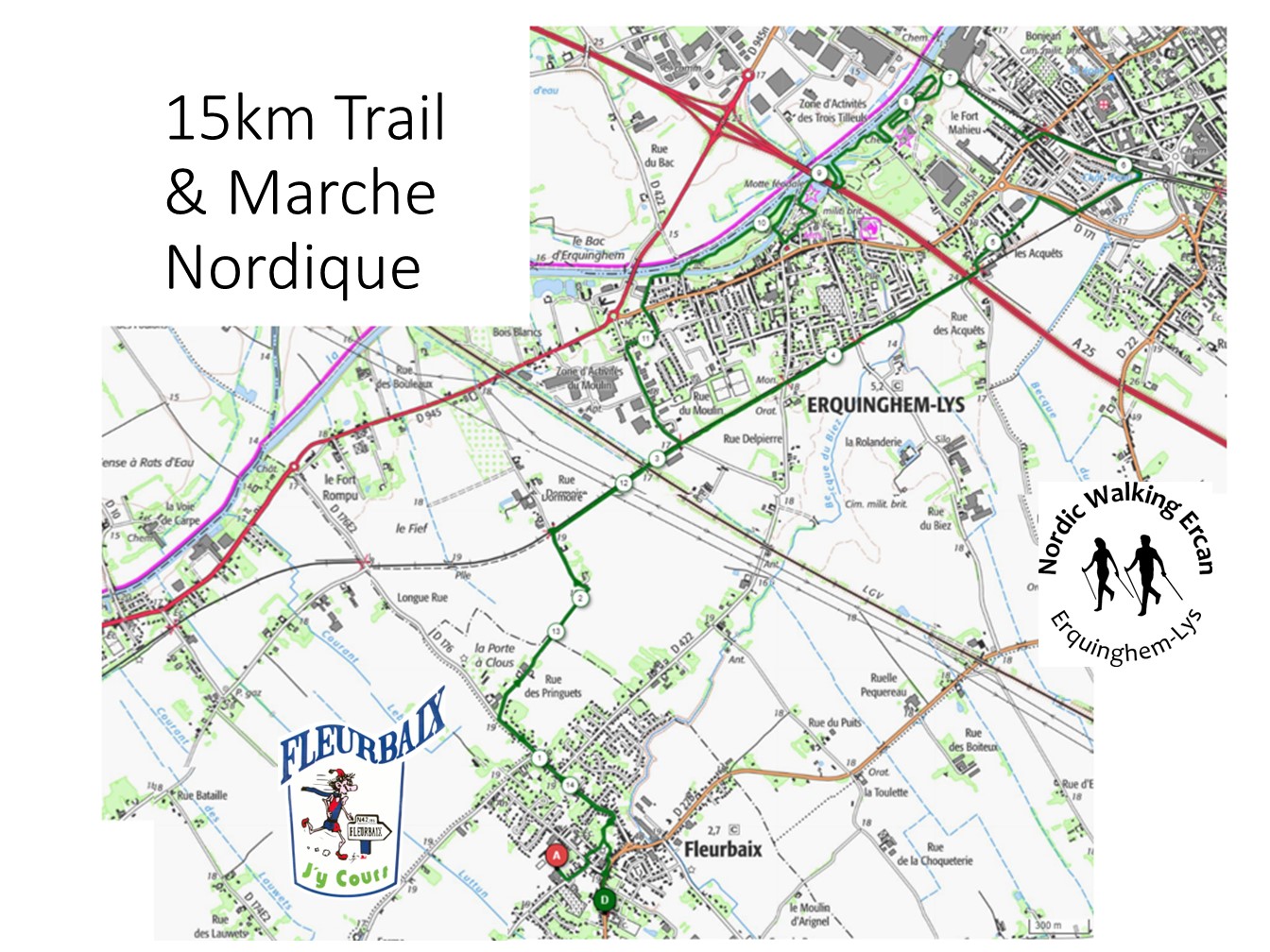 parcours de la course Dimanche 5 mars 15km Marche Nordique Nature chronométrée Label Régional