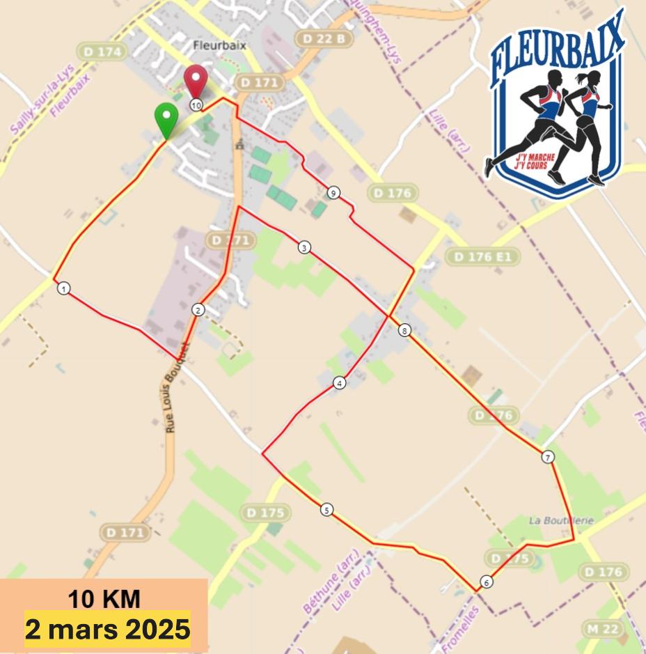 parcours de la course Dimanche 2 mars 10km Route Label National